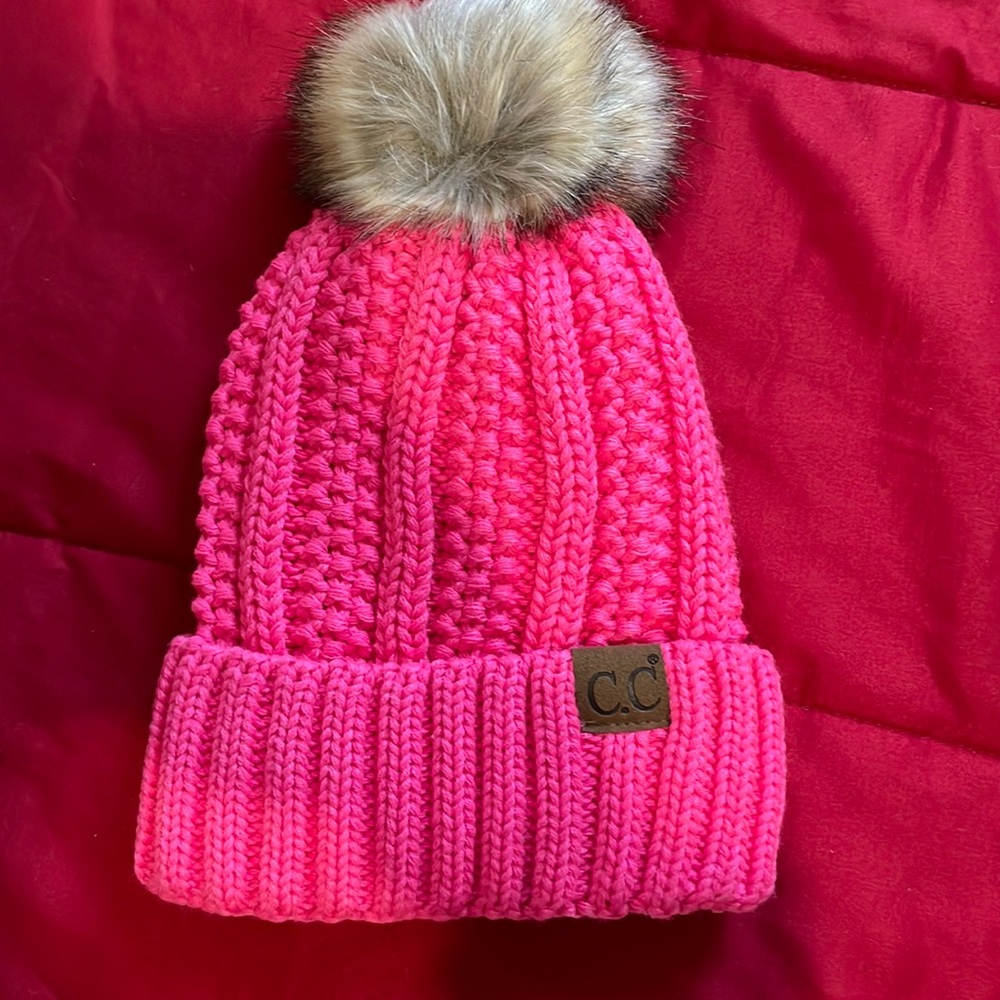 Vibrant pink beanie